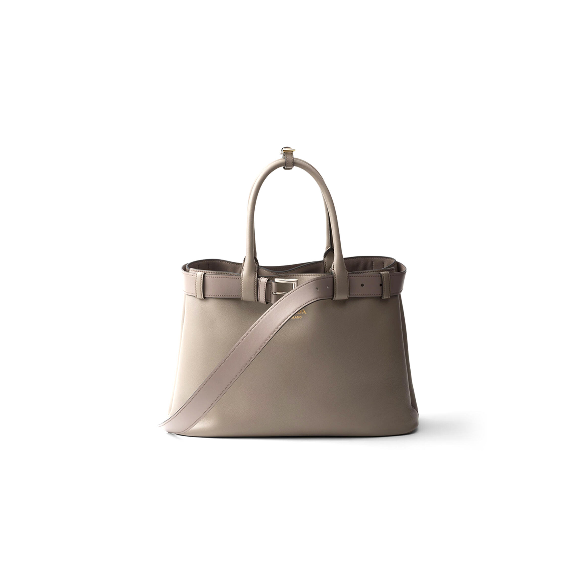 PRADA BUCKLE LARGE LEATHER HANDBAG WITH BELT 1BA416 (37.5*27.5*14cm)